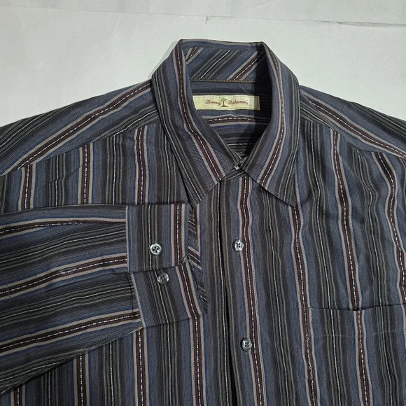 Tommy Bahama Shirt Mens Large Button Down Striped Multicolor - Picture 1 of 8